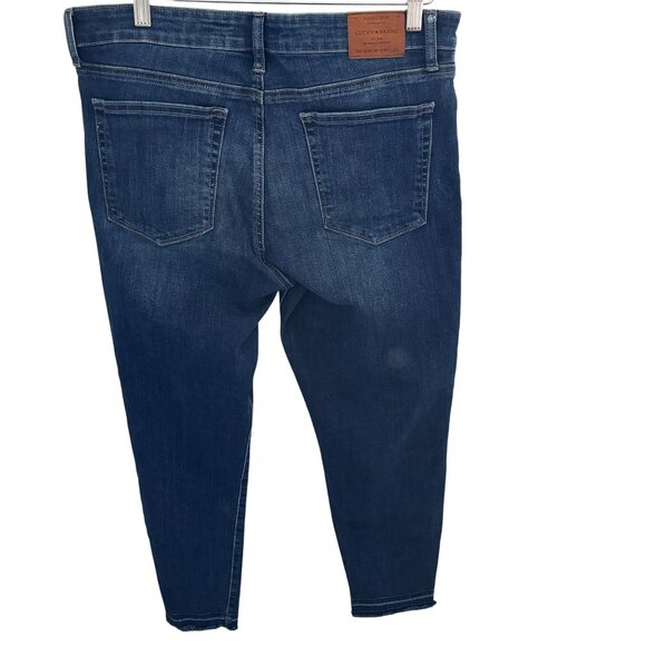 Lucky Brand Women's AVA Skinny Jeans Sz 14 / 32 x 28 Five Pocket Zip Up Raw Hem - Picture 2 of 9